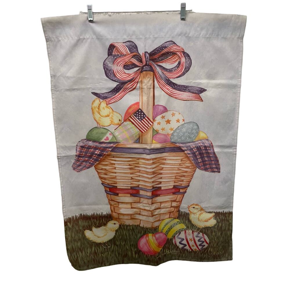 Custom Decor Inc Original Art Easter Patriotic Large Garden Flag 28 x 38.5